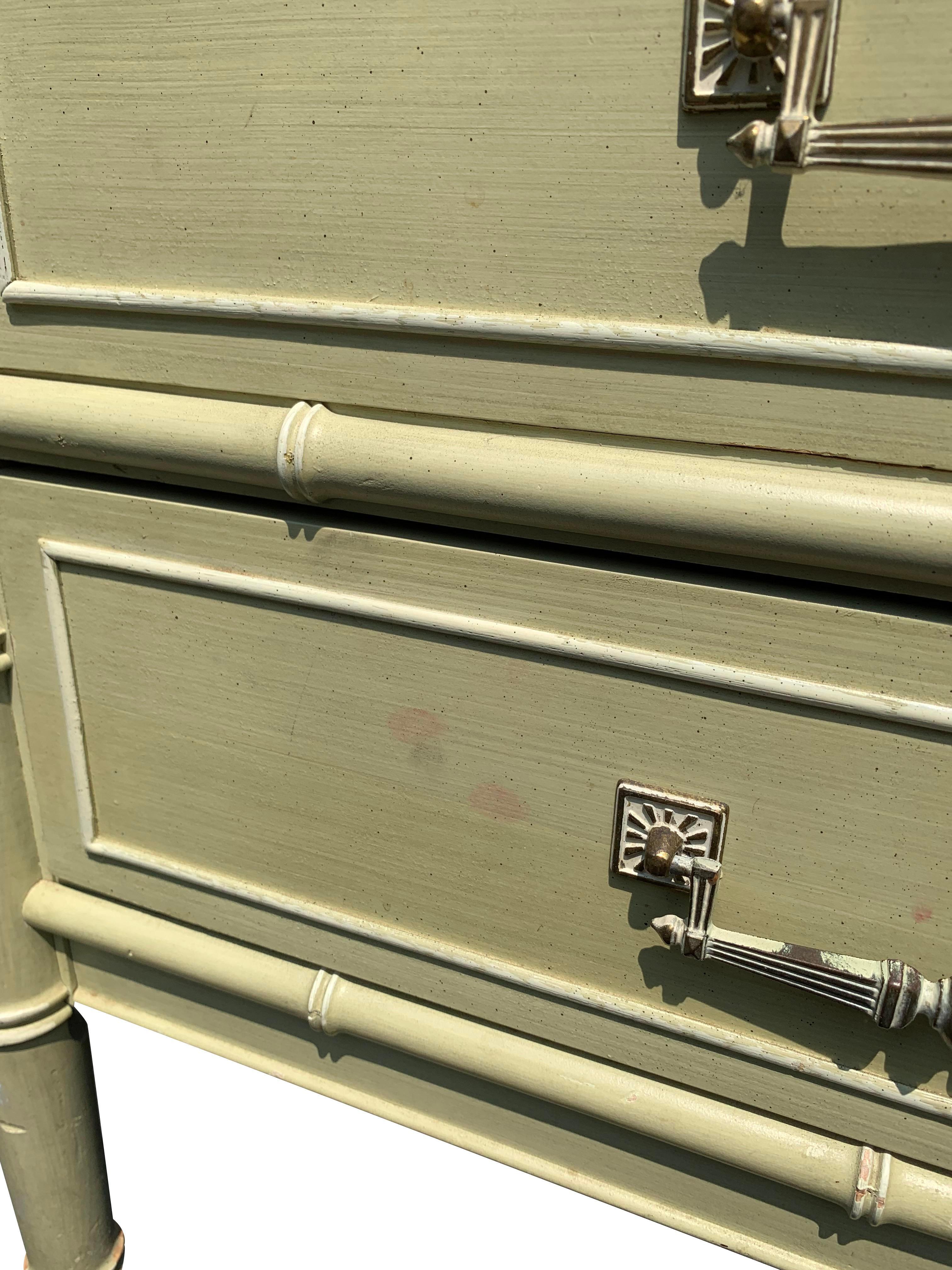 1970s Vintage Henry Link Faux Bamboo Dresser in Coastal Boho Chic Style For Sale 2