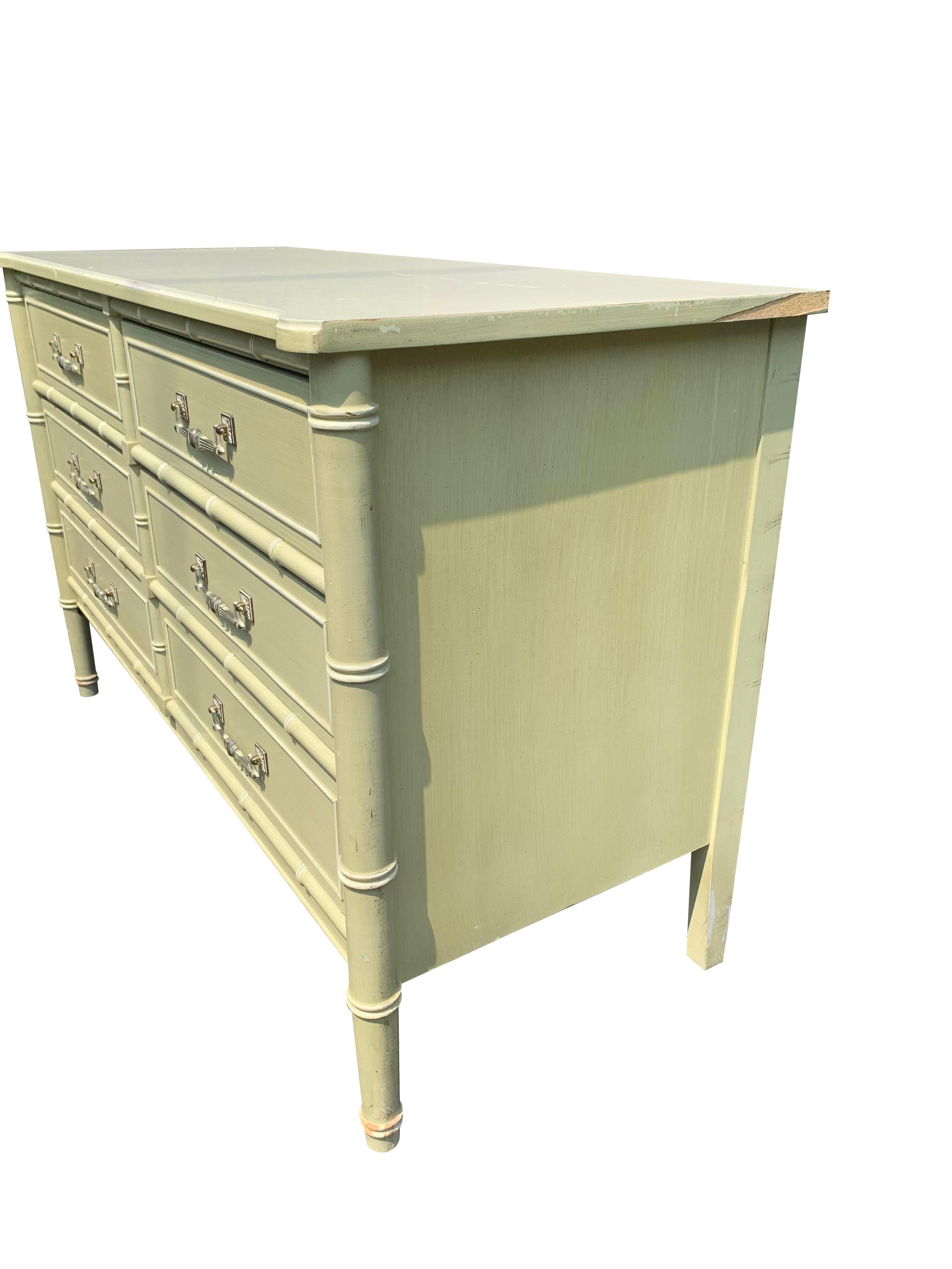 1970s Vintage Henry Link Faux Bamboo Dresser in Coastal Boho Chic Style For Sale 4