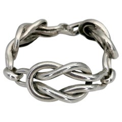 1970 Vintage Hermes Argent Nœud Sailor Massive Chain Link Bracelet