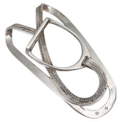 1970s Used Hermes Silver Textured Snaffle Bit Figural Money Clip