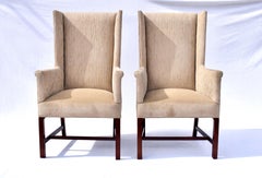 1970s Vintage Hickory Wingback Dining Chairs with New Velvet Seats