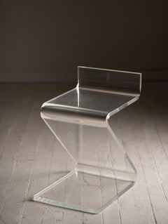 1970s Vintage Hollywood Regency Lucite Z Stool