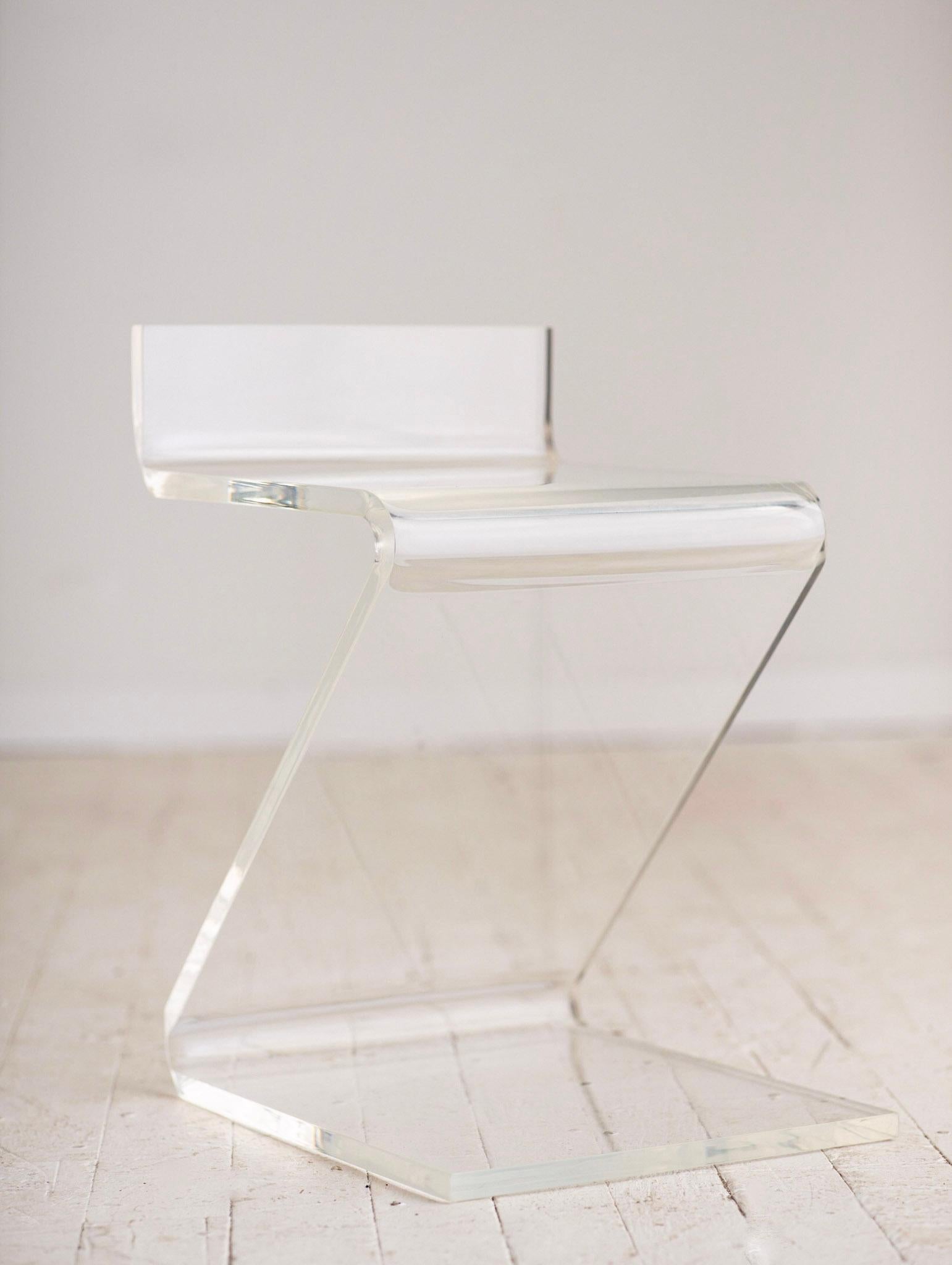 1970s Vintage Hollywood Regency Lucite Z Stool 2