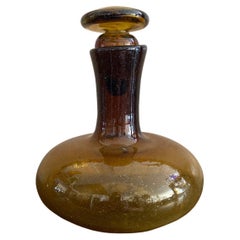 Decanter da vino vintage anni '70 in stile Blenko con rugiada di miele