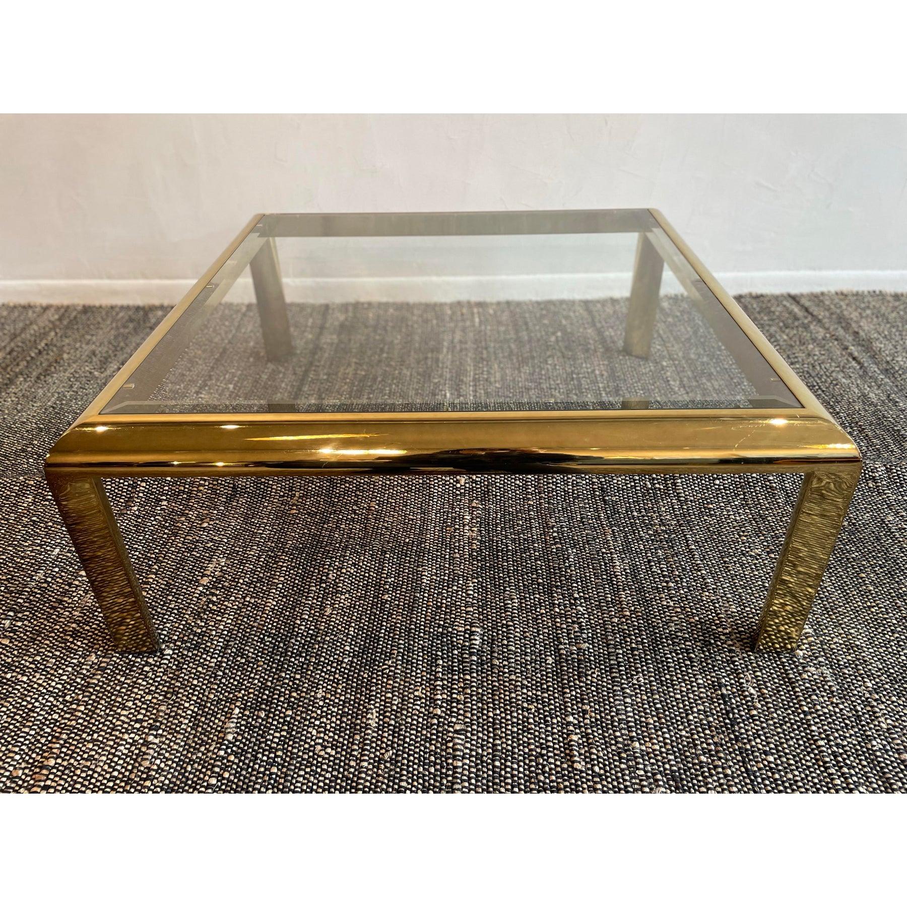 1970 Vintage à la manière de Dia Table basse en laiton et verre en vente 3