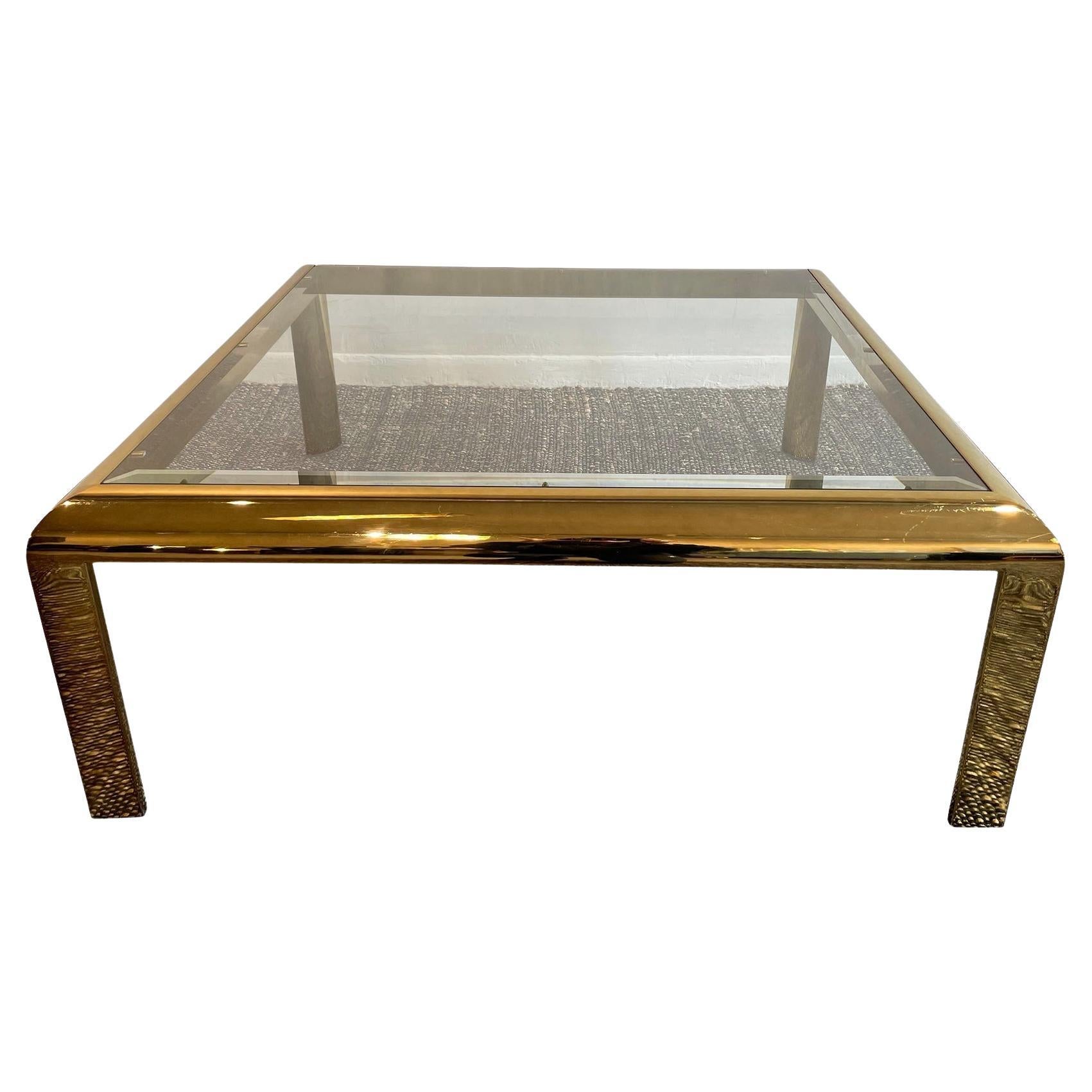 1970 Vintage à la manière de Dia Table basse en laiton et verre