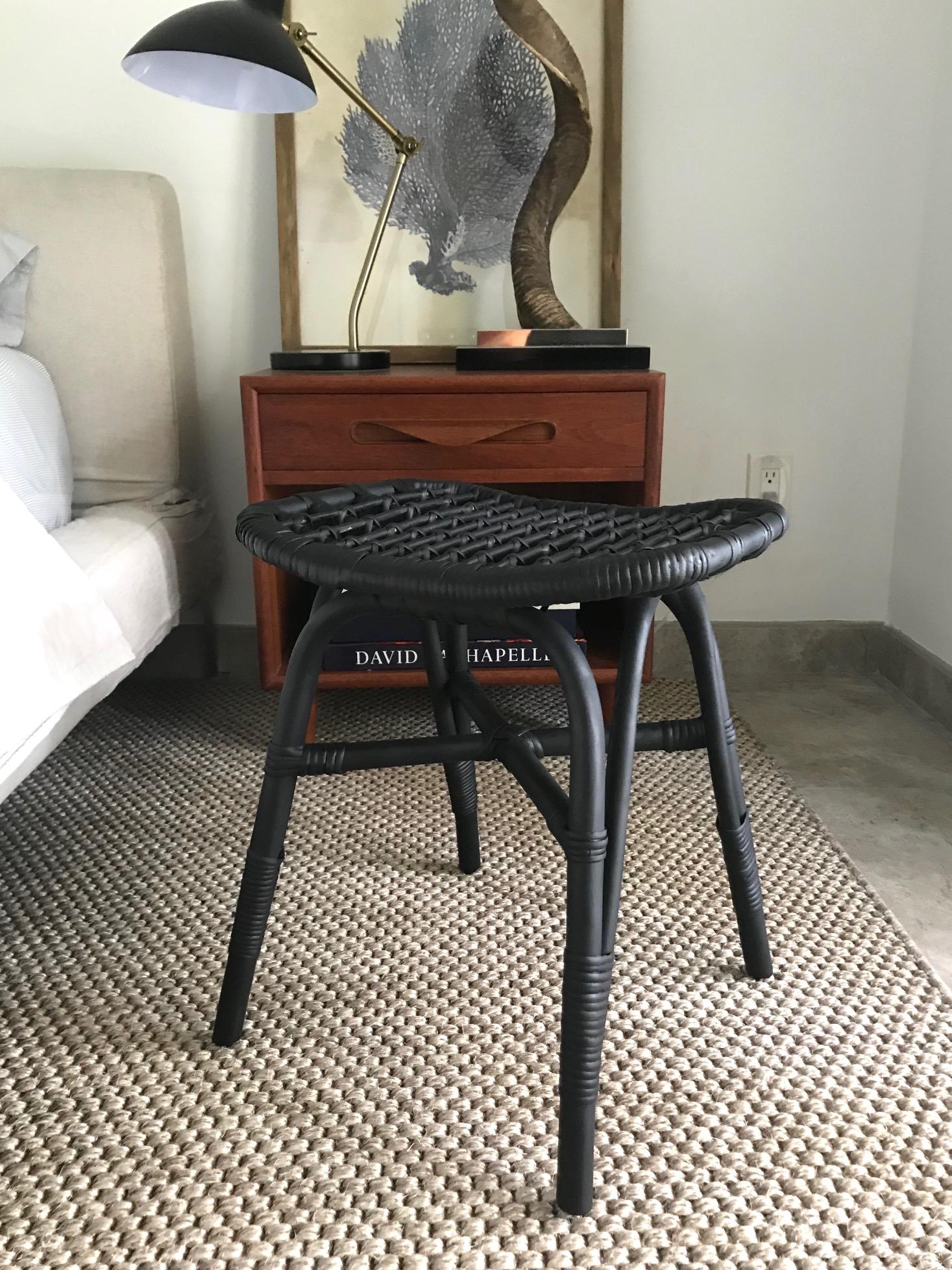 black rattan footstool