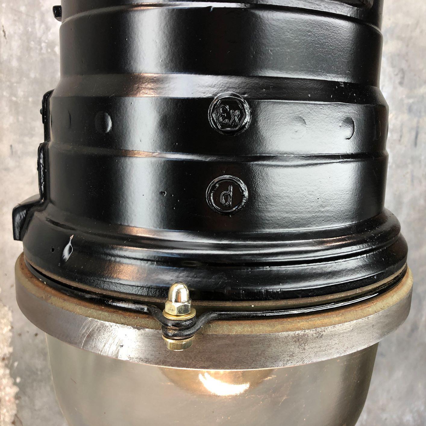 1970s Vintage Industrial Black Explosion Proof Ceiling Pendant by EOW In Good Condition For Sale In Leicester, Leicestershire