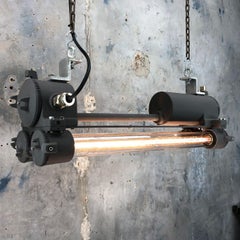 1970 Vintage Industrial Black Flameproof Edison Twin Striplight by Daeyang