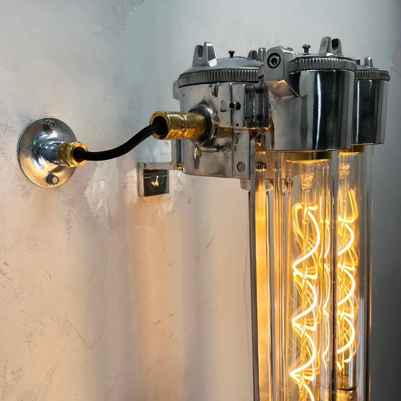 1970's Vintage Industrial Flameproof Strip Light with Edison LED Tubes For Sale 4