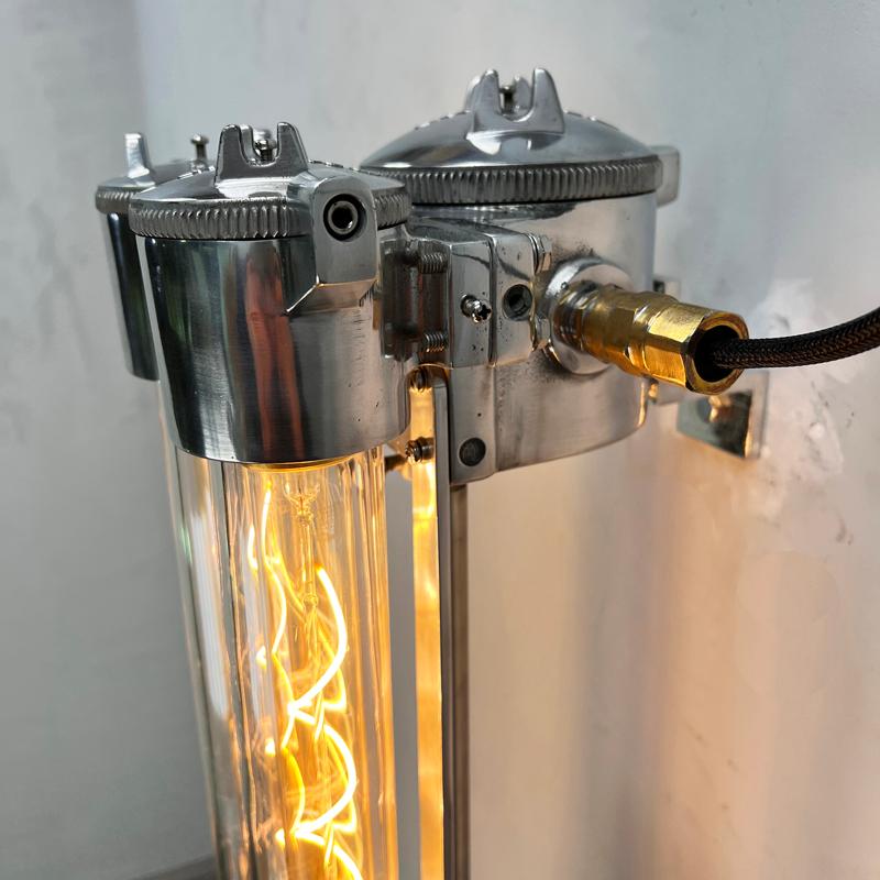 1970's Vintage Industrial Flameproof Strip Light with Edison LED Tubes For Sale 6