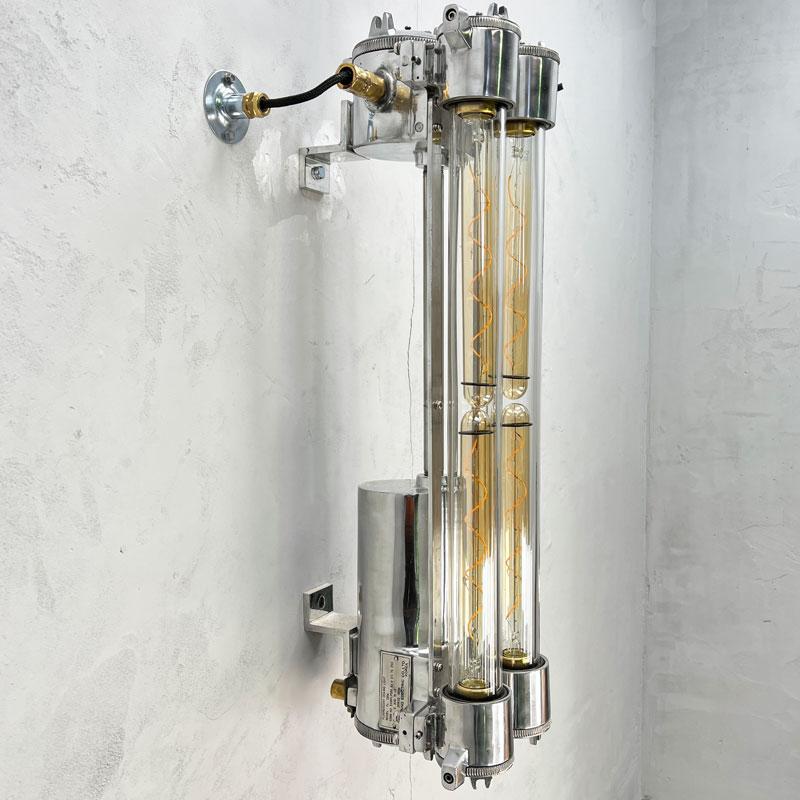 Late 20th Century 1970's Vintage Industrial Flameproof Strip Light with Edison LED Tubes For Sale