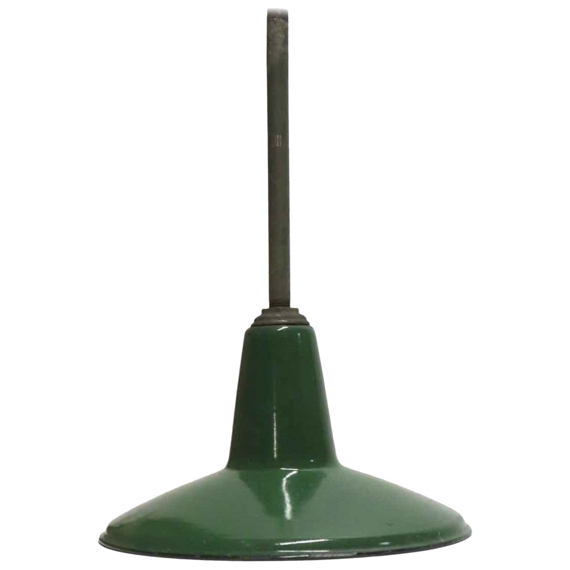 1970s Vintage Industrial Steel Pendant Light with a Green Enamel Finish, Qty