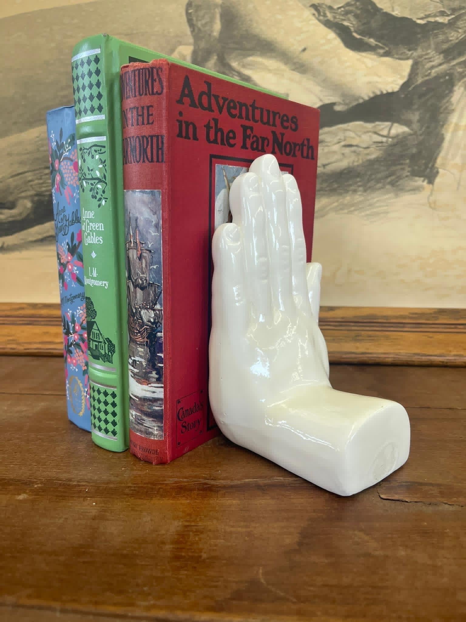 1970s Vintage Inspired White Sculpture of Hand Bookend. For Sale 2