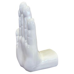Sujetalibros Blanco Escultura de Mano de Inspiración Vintage Años 70.
