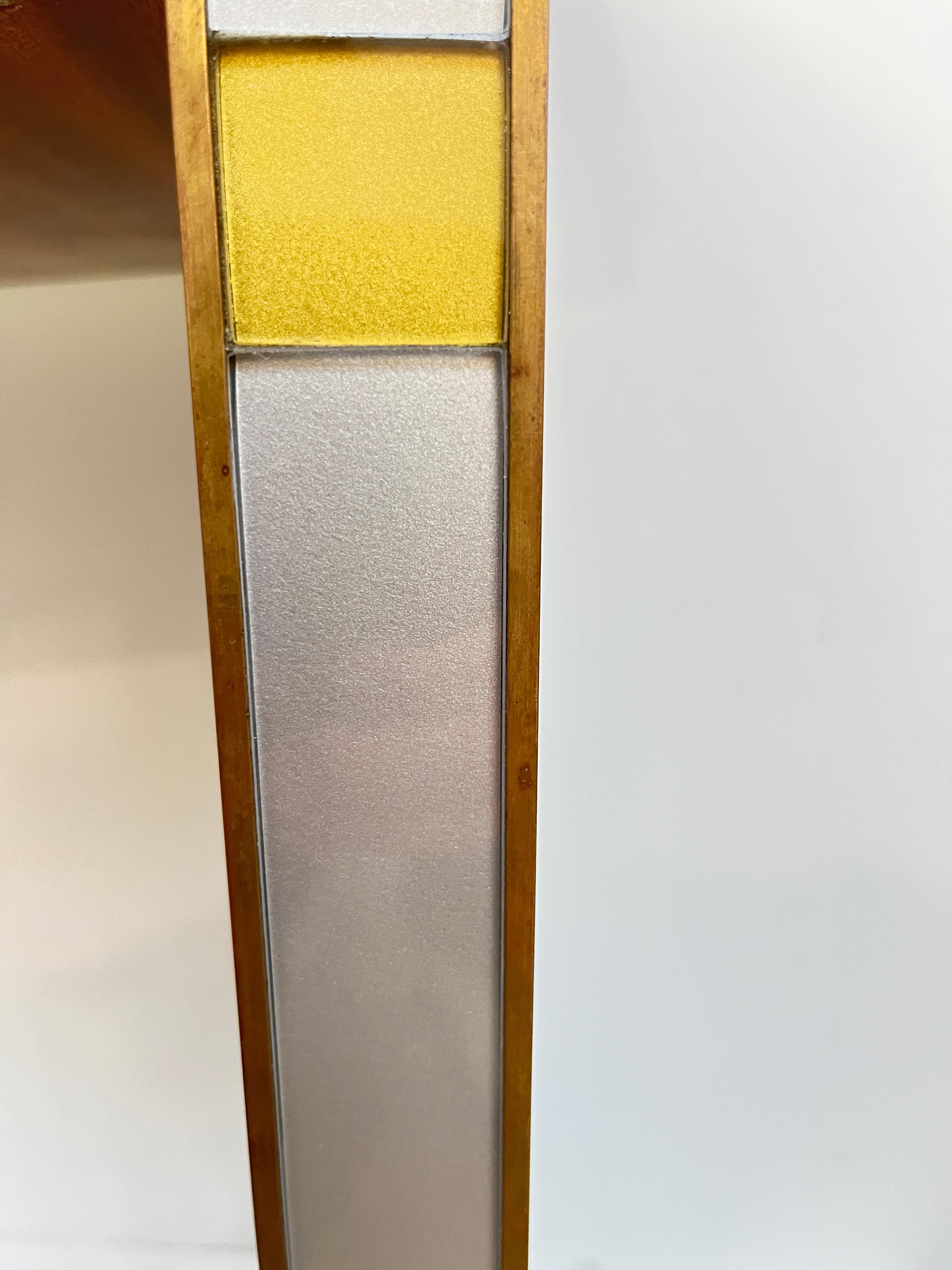 1970s Vintage Italian Art Deco Design Silver White Gold Glass 2-Drawer Console For Sale 5