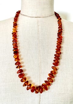 1970s Vintage Italian Baltic Amber Graduated Bead Necklace - 60 g