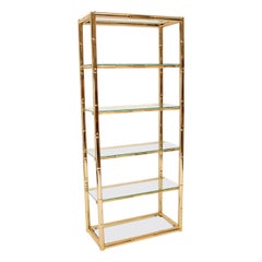 1970s Vintage Italian Brass and Glass Cabinet / Bookcase
