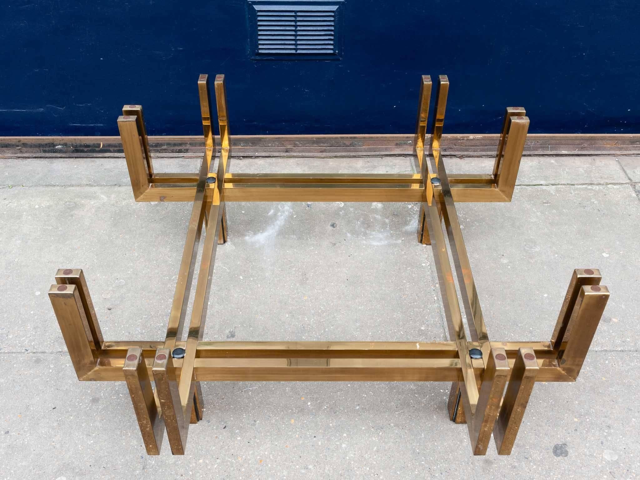 1970s Vintage Italian Brass and Glass Coffee Table in the Style of Romeo Rega 2