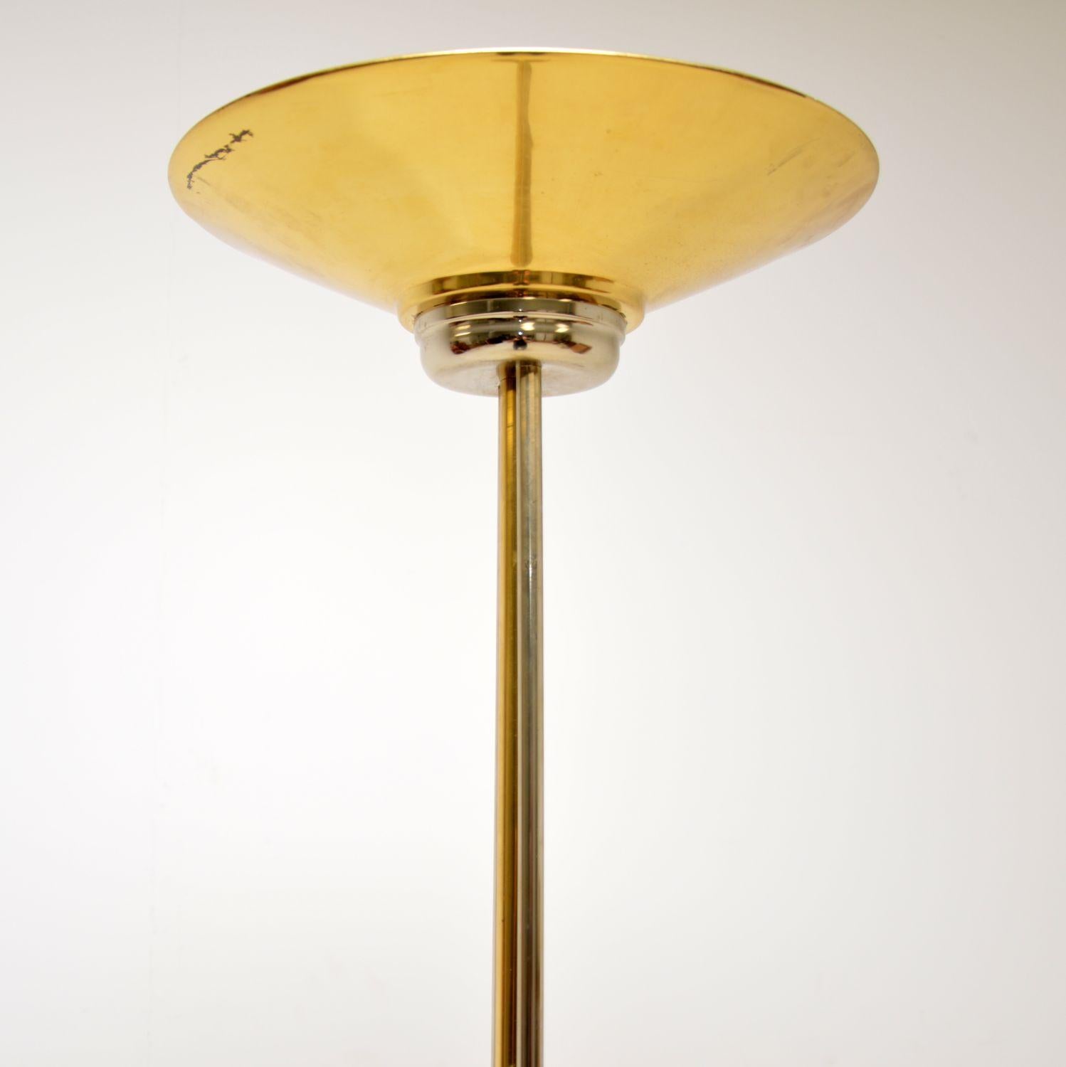 Mid-Century Modern 1970s Vintage Italian Brass & Chrome Floor Lamp For Sale