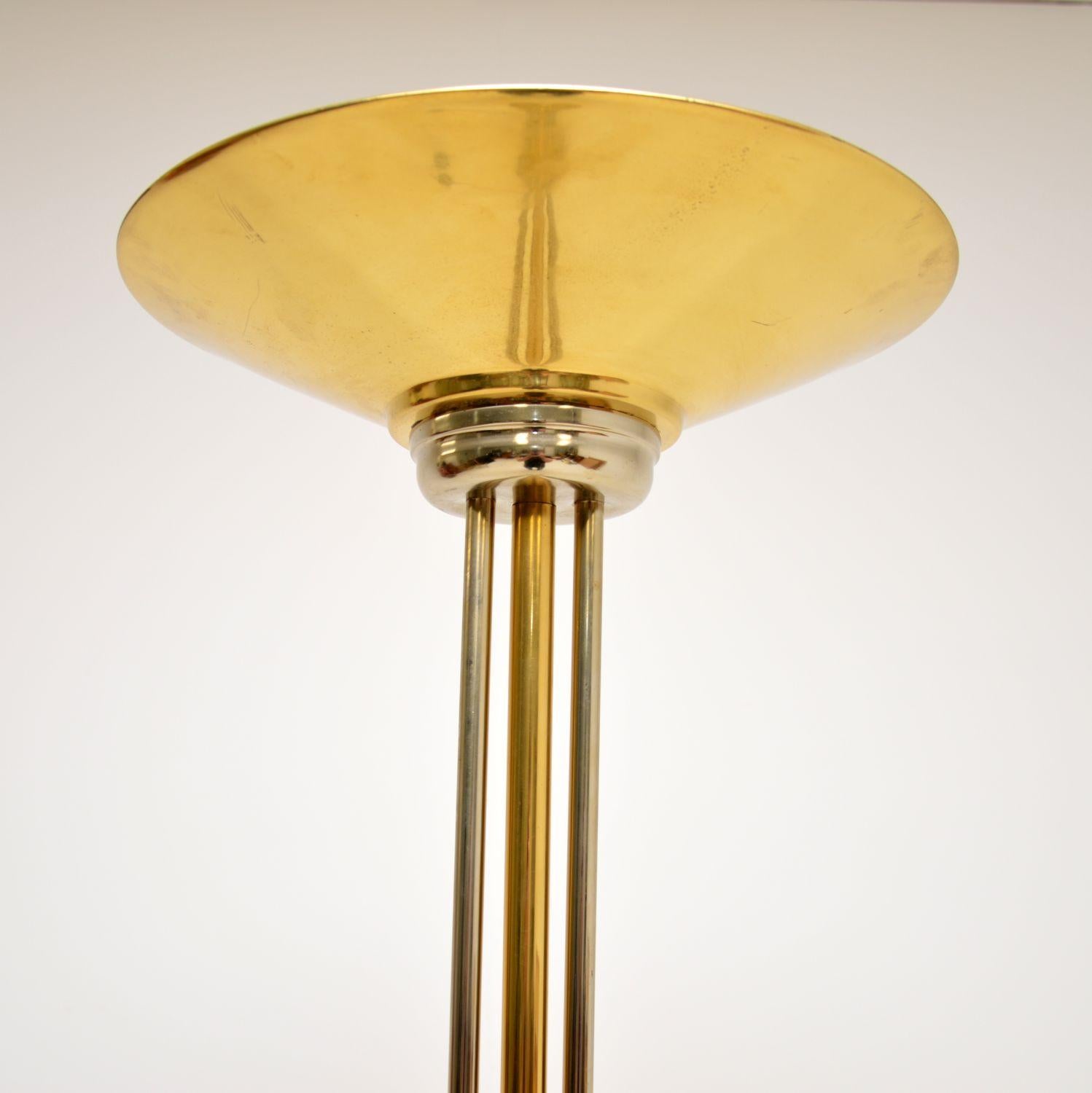 1970s Vintage Italian Brass & Chrome Floor Lamp In Good Condition For Sale In London, GB