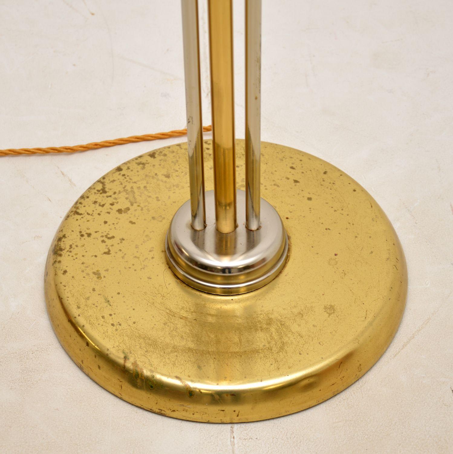 1970s Vintage Italian Brass & Chrome Floor Lamp For Sale 1