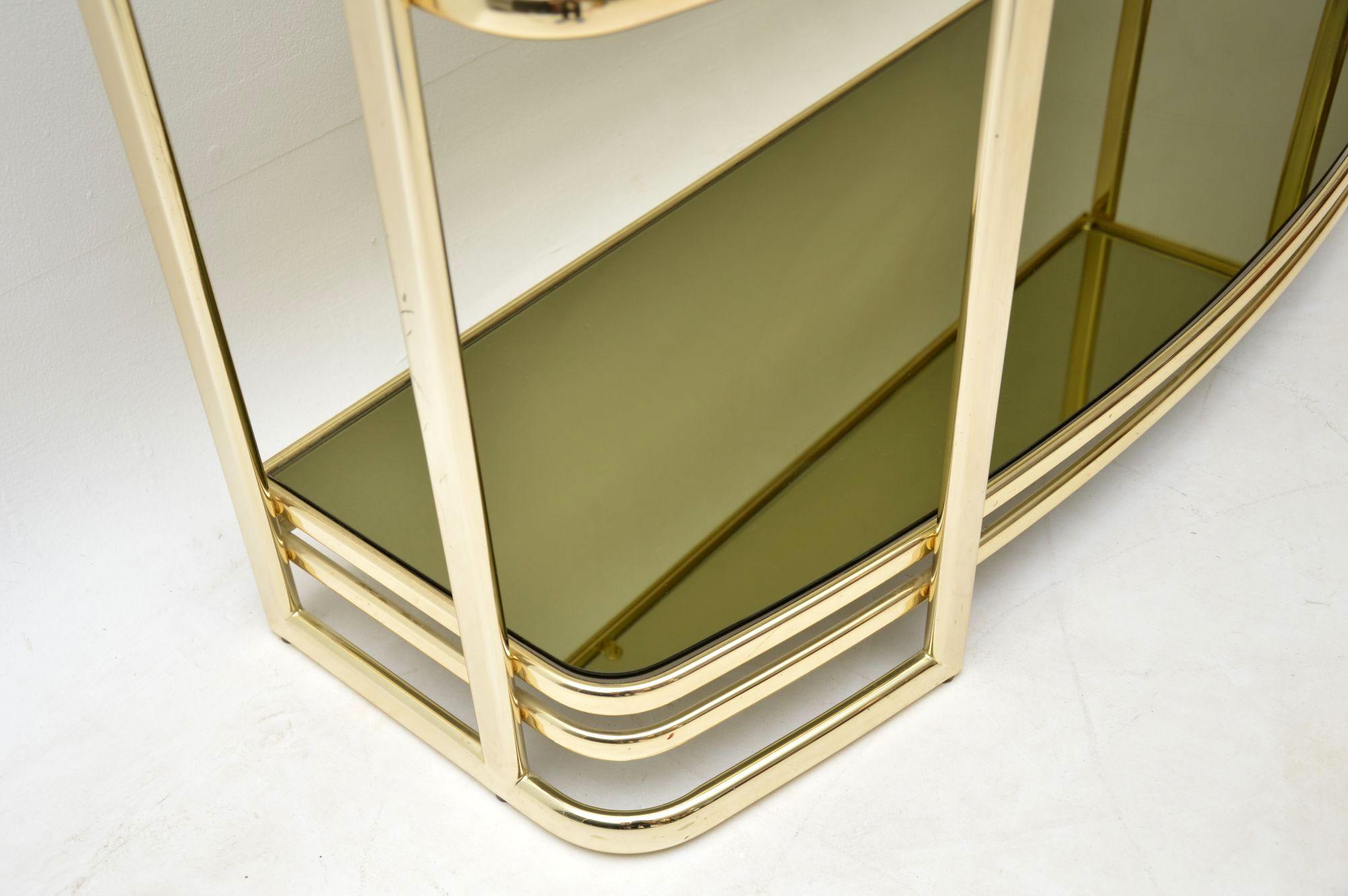 1970s Vintage Italian Brass Console Table or Bookcase 1