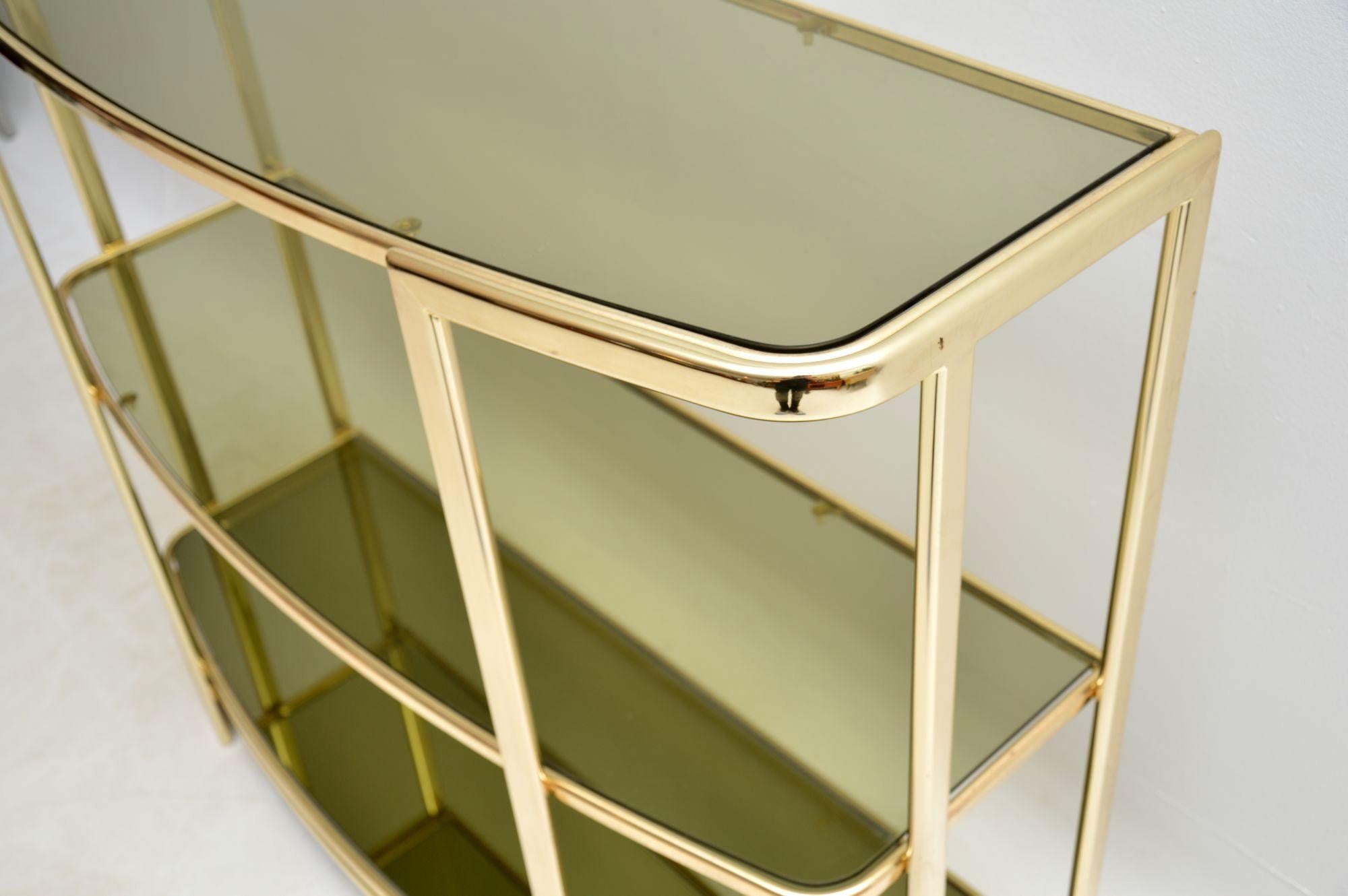 1970s Vintage Italian Brass Console Table or Bookcase 2