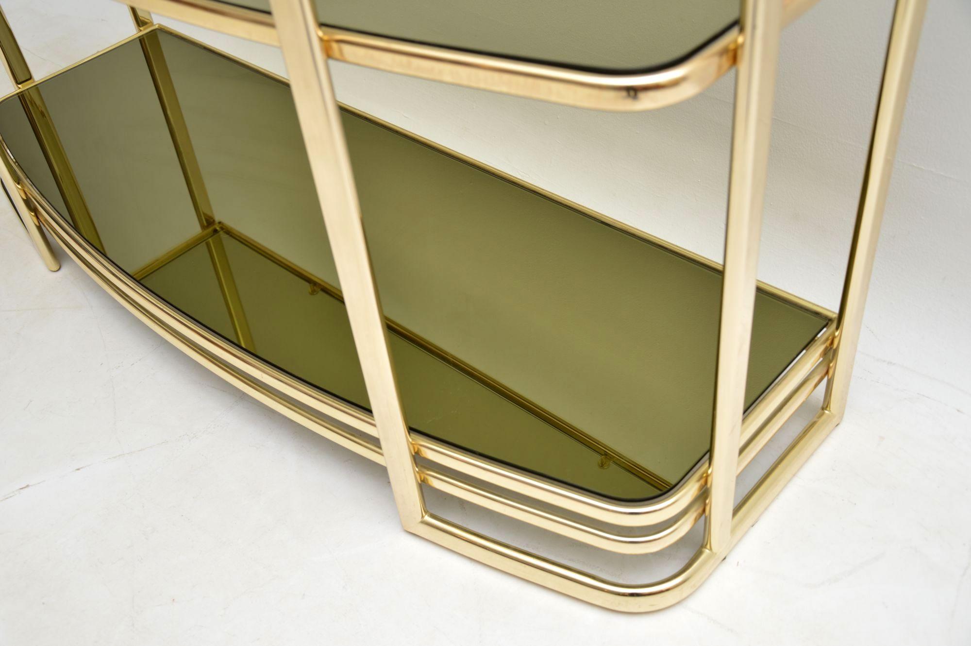 1970s Vintage Italian Brass Console Table or Bookcase 3