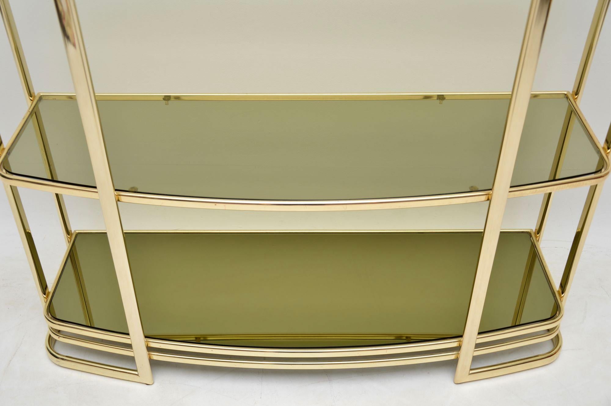Late 20th Century 1970s Vintage Italian Brass Console Table or Bookcase