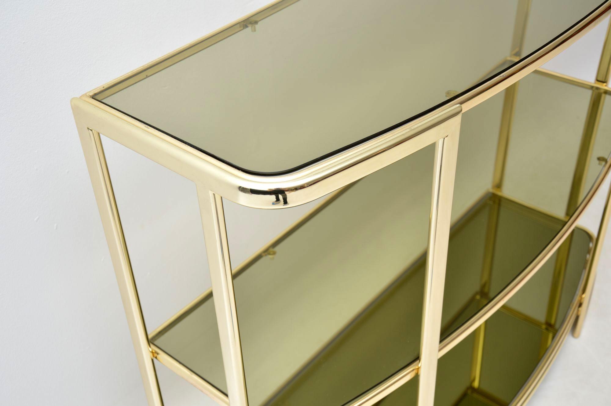 1970s Vintage Italian Brass Console Table or Bookcase 1