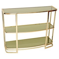 1970s Vintage Italian Brass Console Table or Bookcase