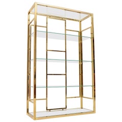 1970s Vintage Italian Brass Display Cabinet