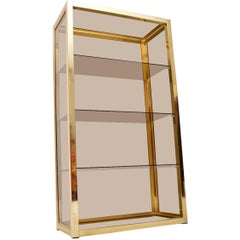 1970s Vintage Italian Brass Display Cabinet or Bookcase by Zevi