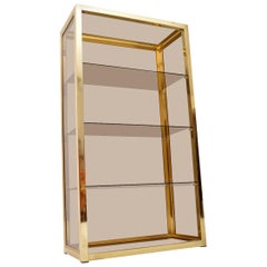1970s Vintage Italian Brass Display Cabinet or Bookcase by Zevi