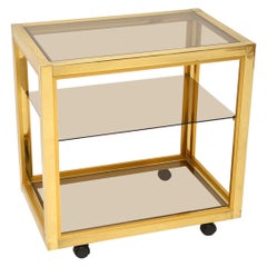 1970s Vintage Italian Brass Drinks Trolley by Zevi