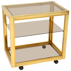 1970s Vintage Italian Brass Drinks Trolley by Zevi