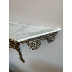 1970s Vintage Italian Brass Filigree Mirror With Matching Marble Floating Table