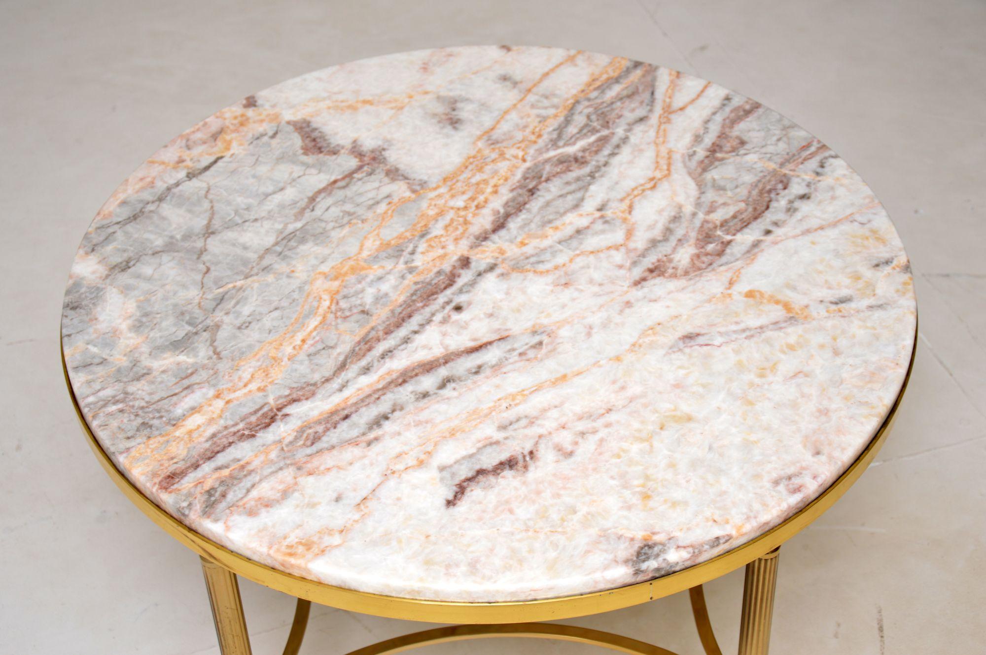 round marble and brass coffee table