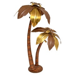 1970's Vintage Italienisch Messing Palm Tree Stehlampe