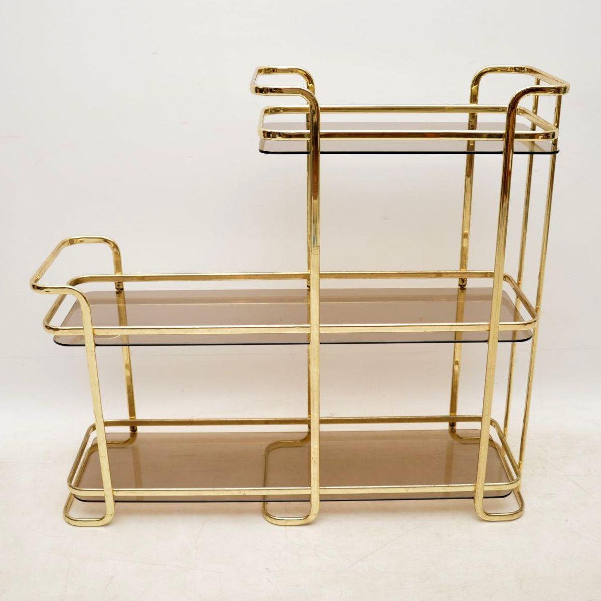 Late 20th Century 1970s Vintage Italian Brass Side Table / Cabinet