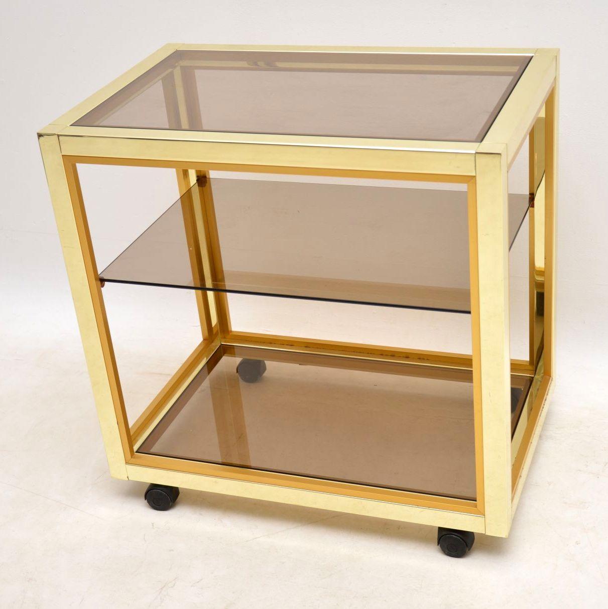 Mid-Century Modern 1970s Vintage Italian Brass Trolley by Zevi