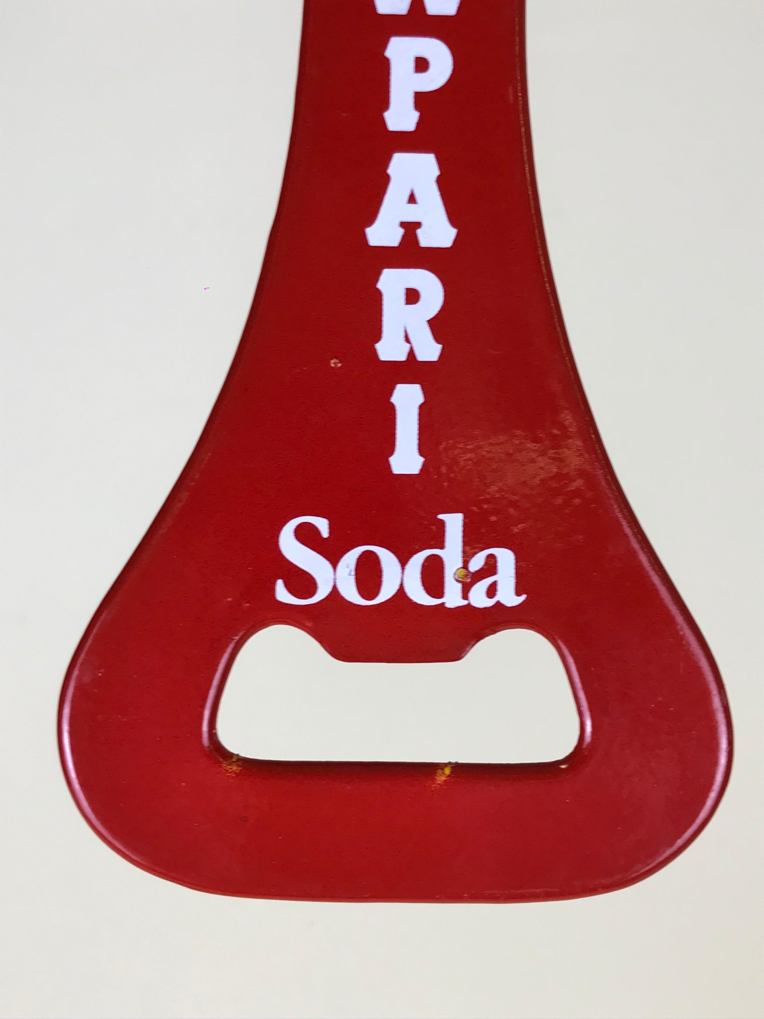 1970s Vintage Italian Campari Soda Metal Design Red Bottle Opener For Sale 3