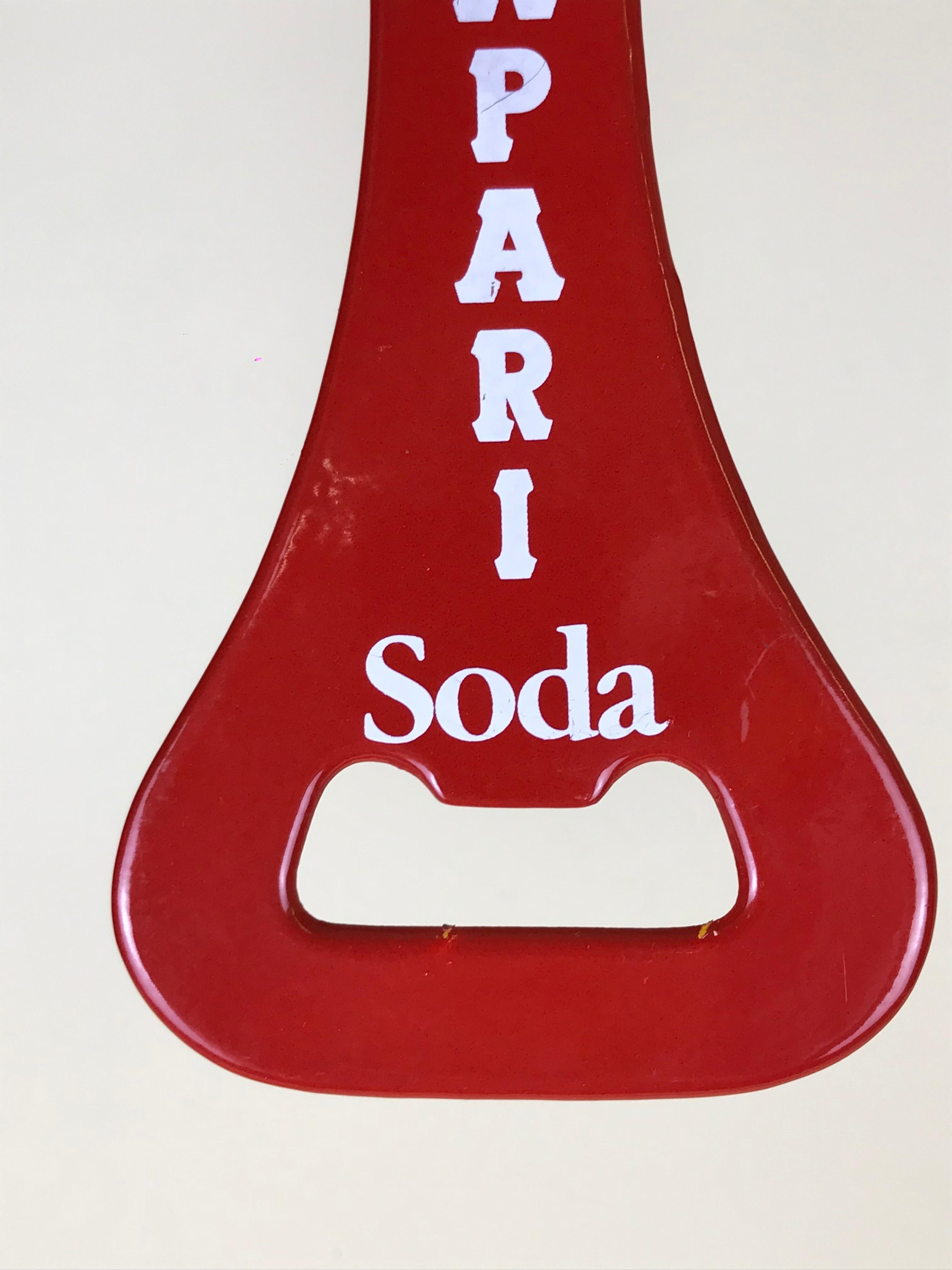 1970s Vintage Italian Campari Soda Metal Design Red Bottle Opener For Sale 2