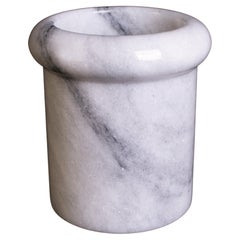 1980s Ettore Sottsass Style Vintage Italian Carrara Marble Vase, Mini