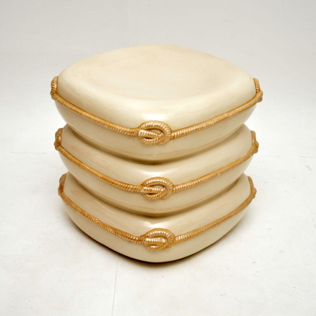 Mid-Century Modern 1970’s Vintage Italian Ceramic Cushions Stool