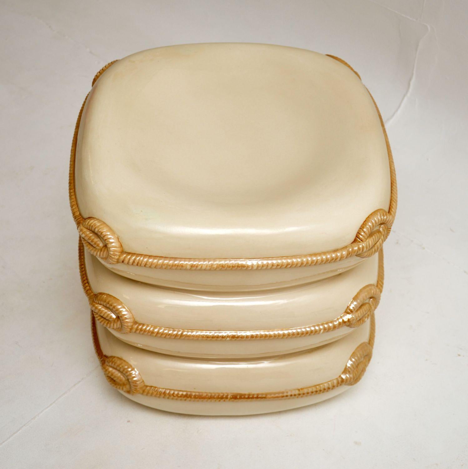 1970’s Vintage Italian Ceramic Cushions Stool In Good Condition In London, GB