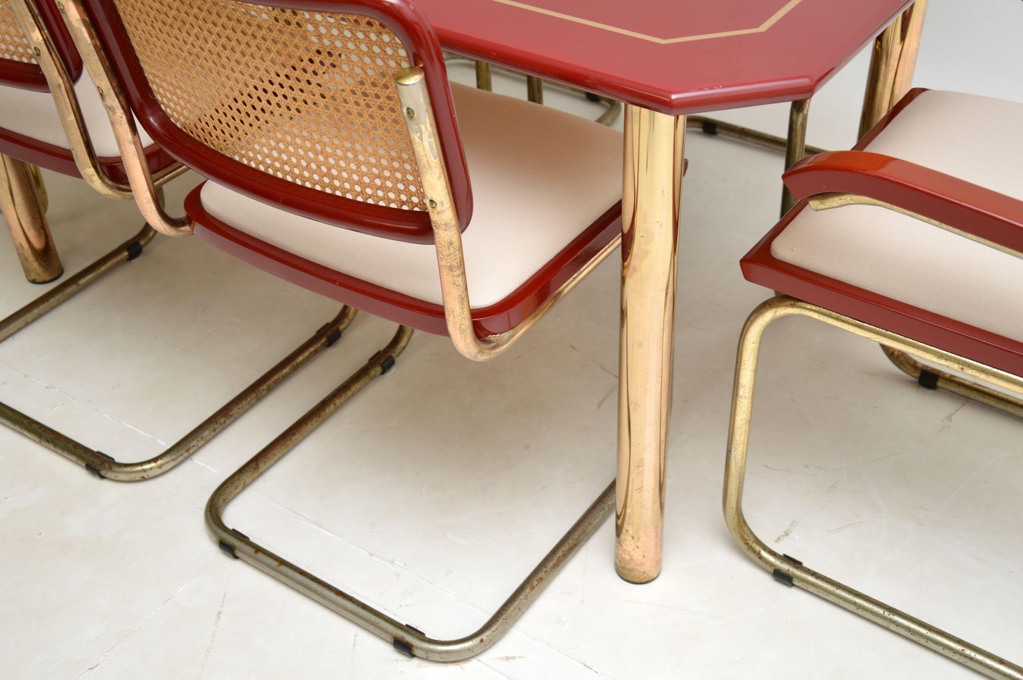 Brass 1970s Vintage Italian Cesca Dining Chairs & Table