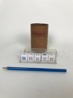 1970s Vintage Italian Cinzano Advertising Leather Dice Cup with Set of Dice