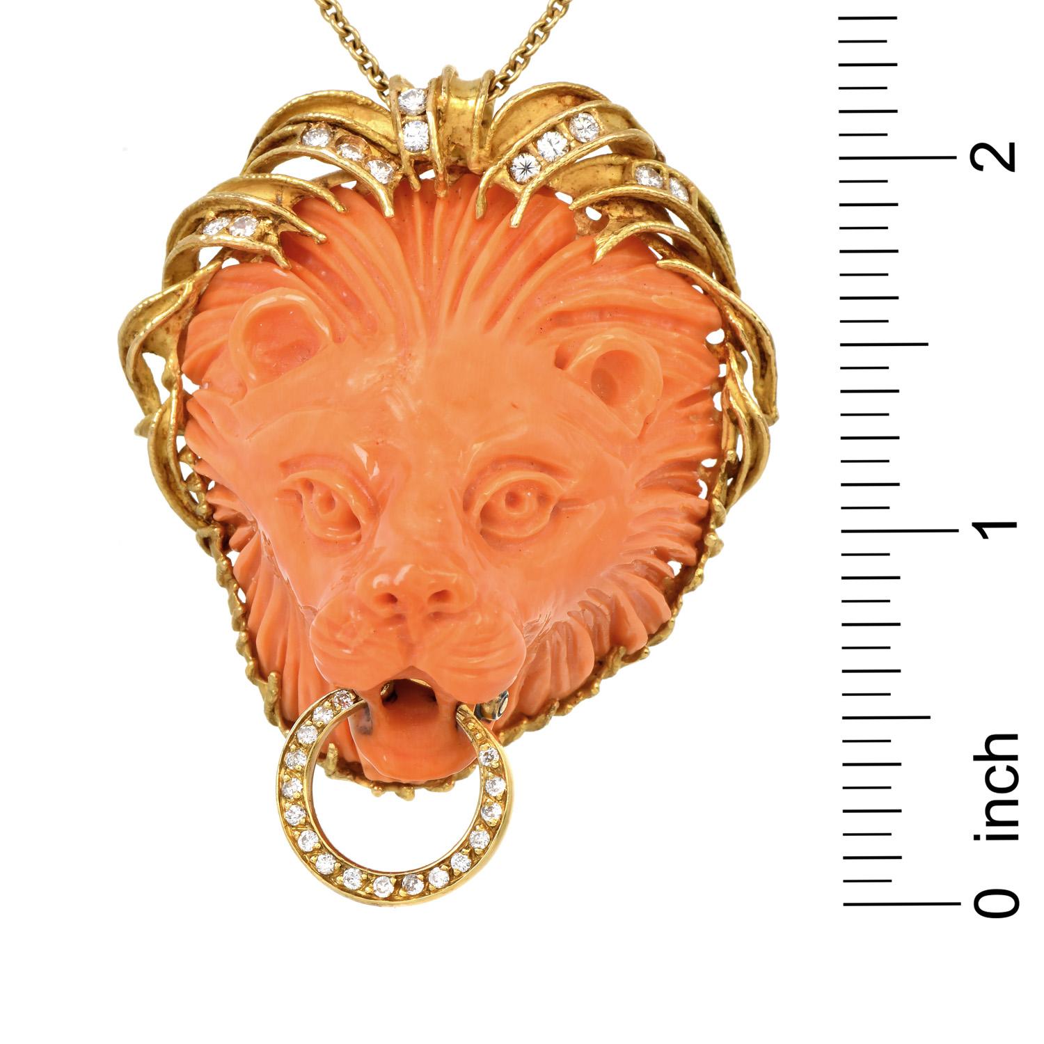 lion face gold pendant